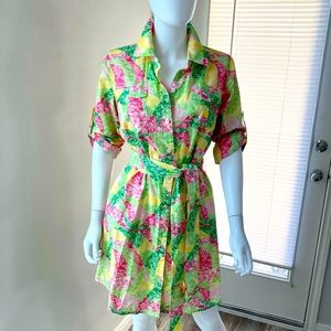 Lilly Pulitzer Collared Long Sleeve Wrap Dress Resort Fit SZ S